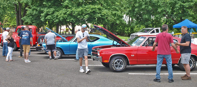 spectators at the classic car show